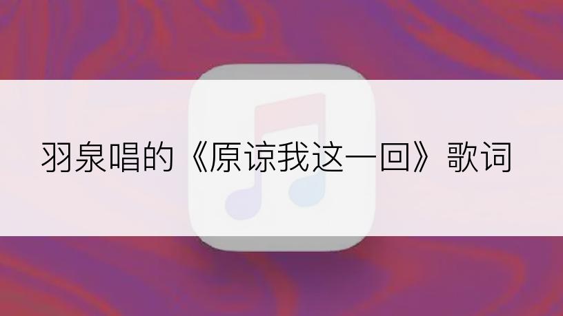 羽泉唱的《原谅我这一回》歌词