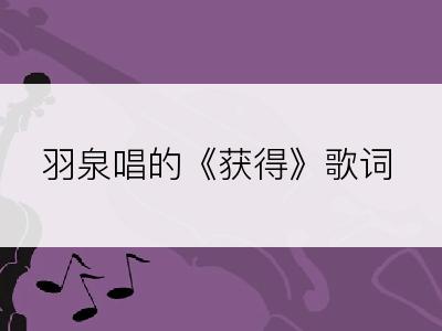 羽泉唱的《获得》歌词