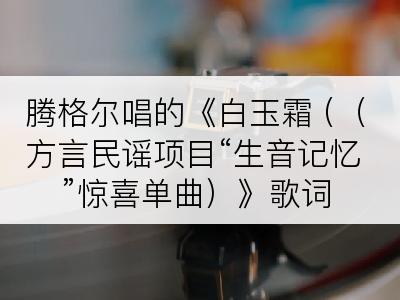 腾格尔唱的《白玉霜 (（方言民谣项目“生音记忆”惊喜单曲）》歌词