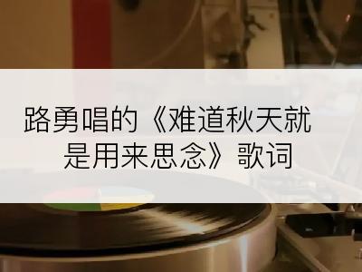 路勇唱的《难道秋天就是用来思念》歌词