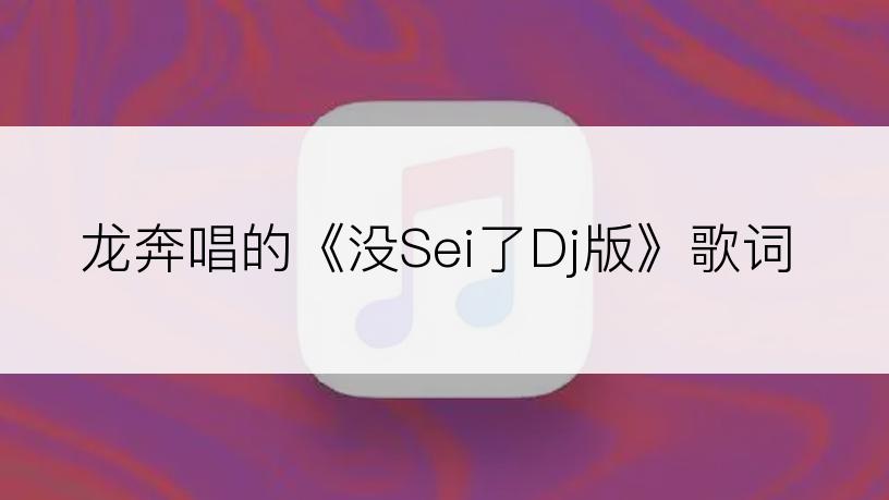 龙奔唱的《没Sei了Dj版》歌词