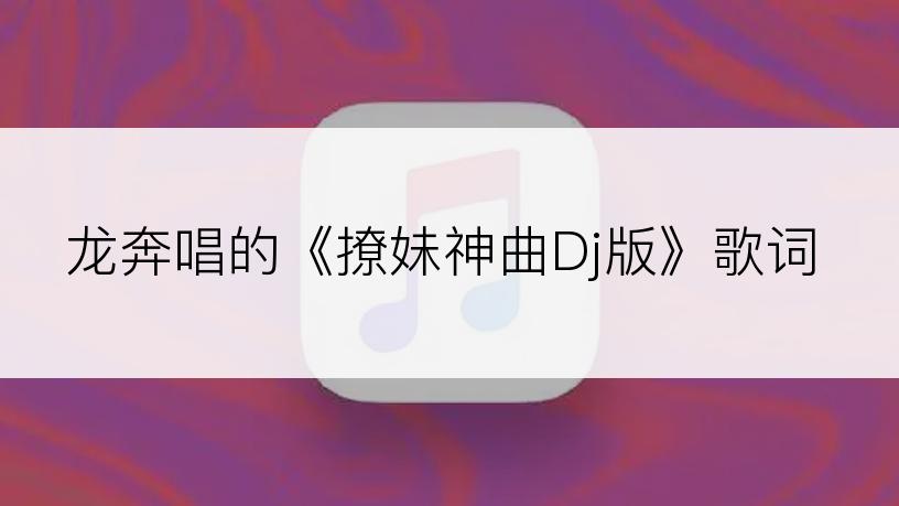 龙奔唱的《撩妹神曲Dj版》歌词