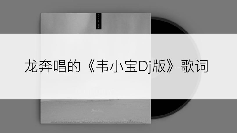 龙奔唱的《韦小宝Dj版》歌词