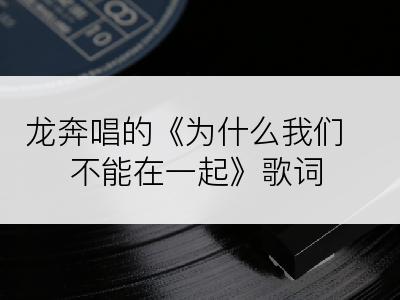 龙奔唱的《为什么我们不能在一起》歌词