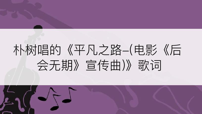 朴树唱的《平凡之路-(电影《后会无期》宣传曲)》歌词