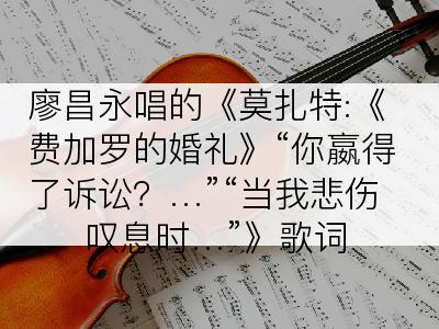 廖昌永唱的《莫扎特:《费加罗的婚礼》“你嬴得了诉讼？…”“当我悲伤叹息时…”》歌词