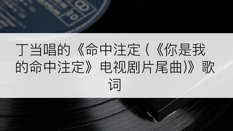 丁当唱的《命中注定 (《你是我的命中注定》电视剧片尾曲)》歌词