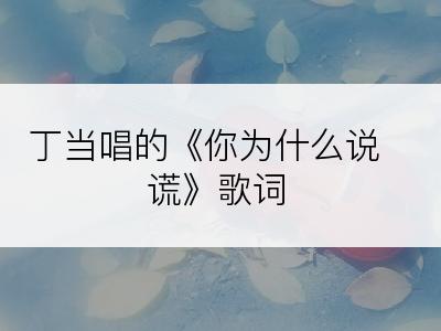 丁当唱的《你为什么说谎》歌词