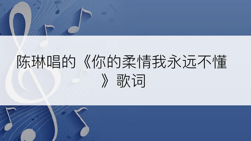 陈琳唱的《你的柔情我永远不懂》歌词