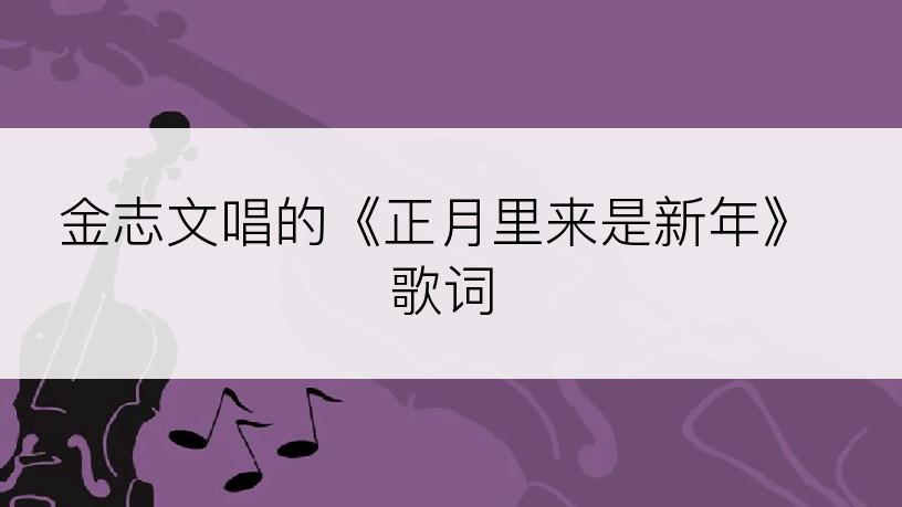 金志文唱的《正月里来是新年》歌词