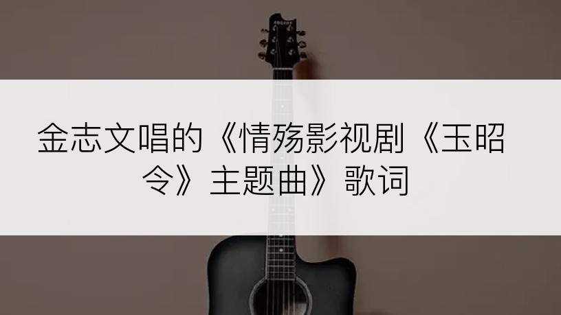 金志文唱的《情殇影视剧《玉昭令》主题曲》歌词