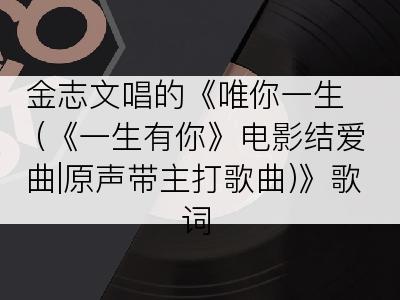 金志文唱的《唯你一生 (《一生有你》电影结爱曲|原声带主打歌曲)》歌词