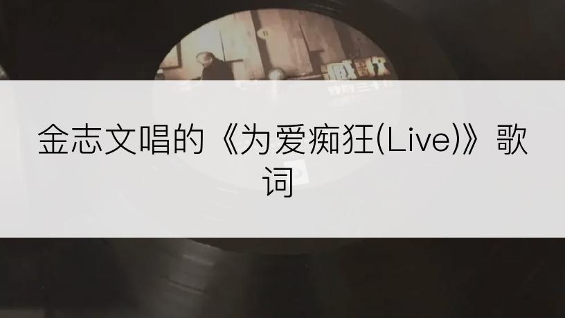 金志文唱的《为爱痴狂(Live)》歌词