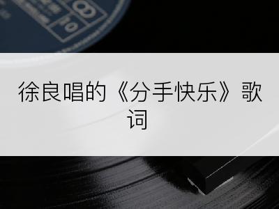 徐良唱的《分手快乐》歌词