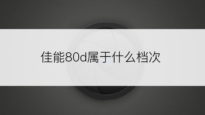 佳能80d属于什么档次