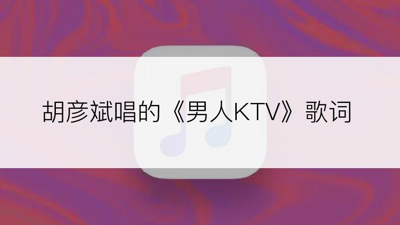 胡彦斌唱的《男人KTV》歌词