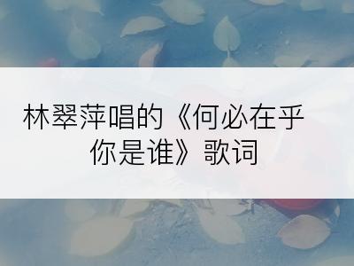 林翠萍唱的《何必在乎你是谁》歌词