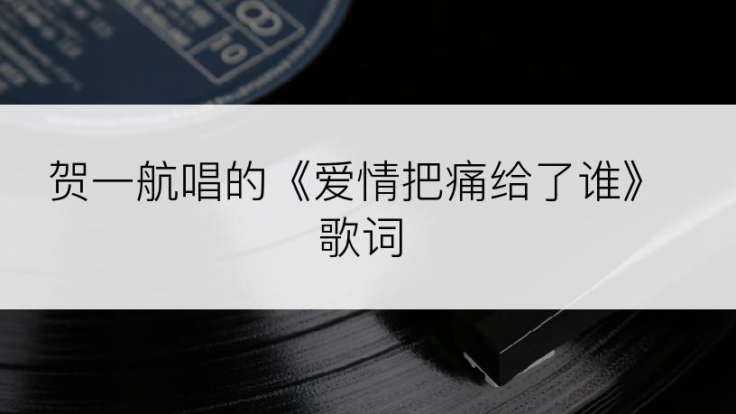 贺一航唱的《爱情把痛给了谁》歌词