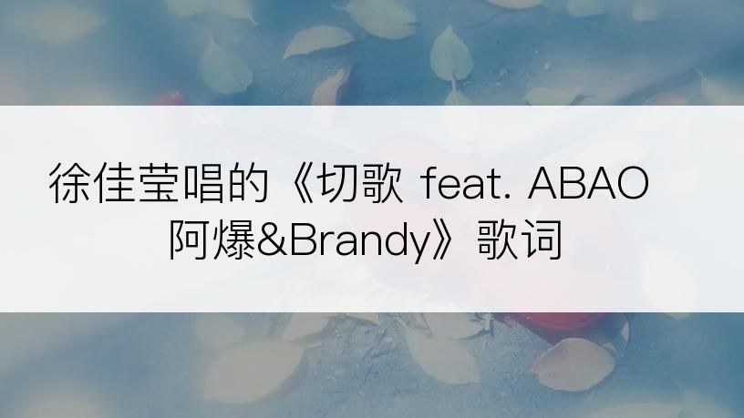 徐佳莹唱的《切歌 feat. ABAO阿爆&Brandy》歌词