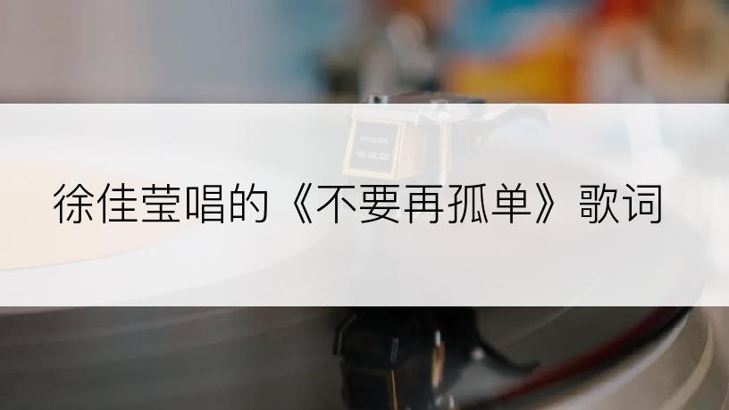 徐佳莹唱的《不要再孤单》歌词