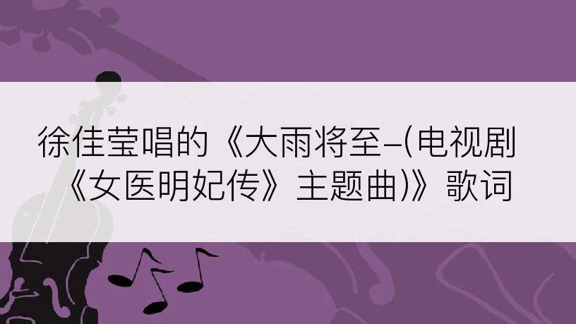 徐佳莹唱的《大雨将至-(电视剧《女医明妃传》主题曲)》歌词