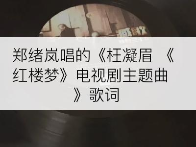 郑绪岚唱的《枉凝眉 《红楼梦》电视剧主题曲》歌词