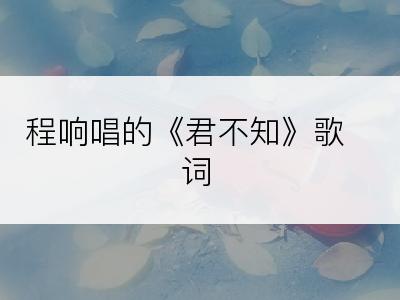 程响唱的《君不知》歌词