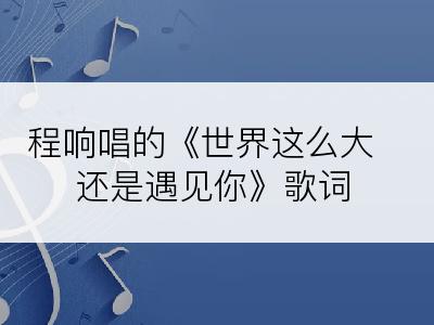 程响唱的《世界这么大还是遇见你》歌词