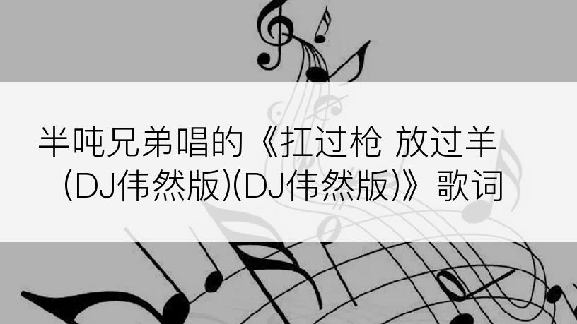 半吨兄弟唱的《扛过枪 放过羊 (DJ伟然版)(DJ伟然版)》歌词