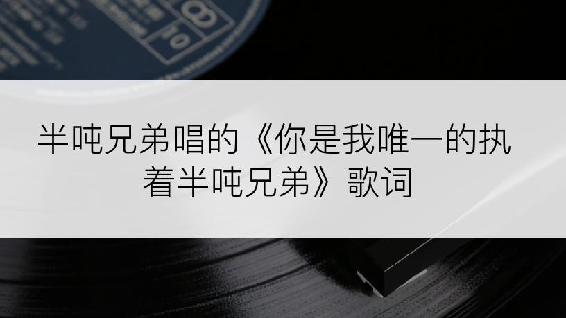 半吨兄弟唱的《你是我唯一的执着半吨兄弟》歌词