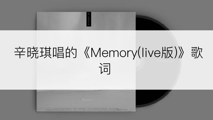 辛晓琪唱的《Memory(live版)》歌词