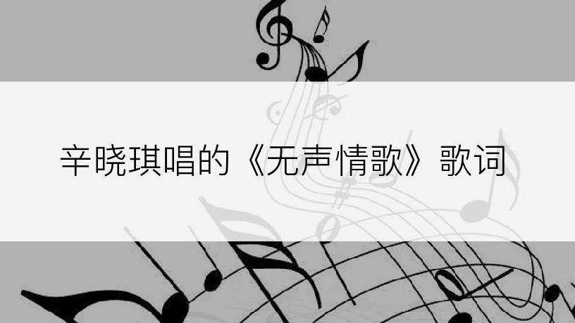 辛晓琪唱的《无声情歌》歌词