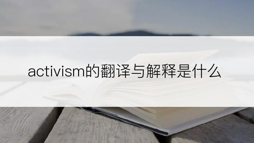 activism的翻译与解释是什么