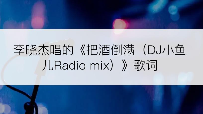 李晓杰唱的《把酒倒满（DJ小鱼儿Radio mix）》歌词