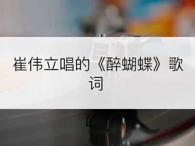 崔伟立唱的《醉蝴蝶》歌词