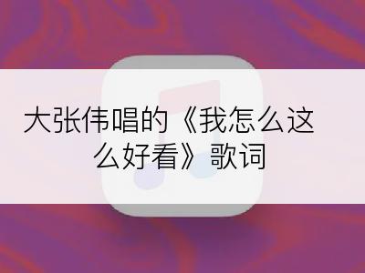 大张伟唱的《我怎么这么好看》歌词