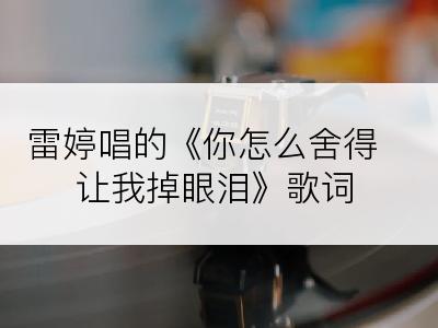 雷婷唱的《你怎么舍得让我掉眼泪》歌词