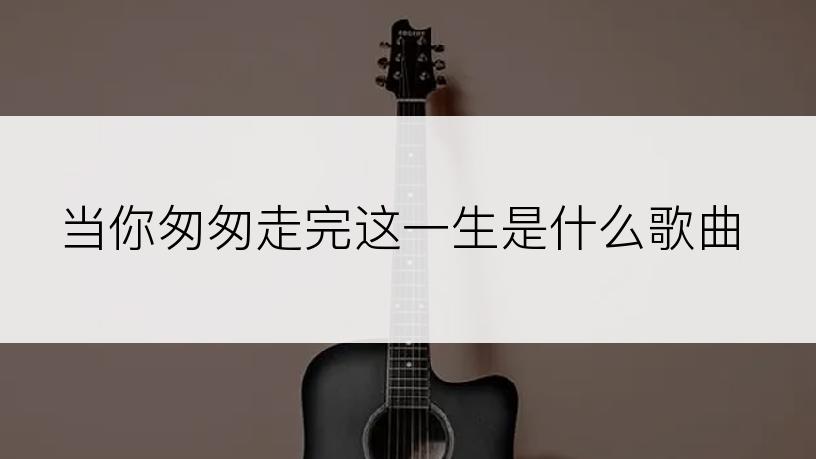 当你匆匆走完这一生是什么歌曲