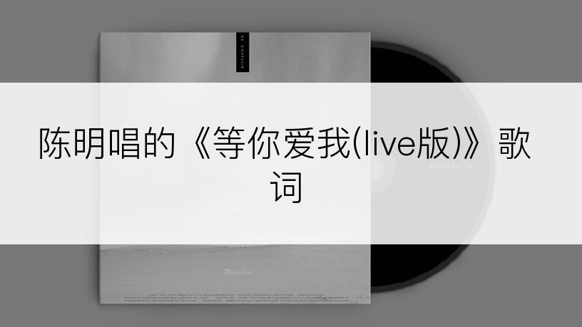 陈明唱的《等你爱我(live版)》歌词