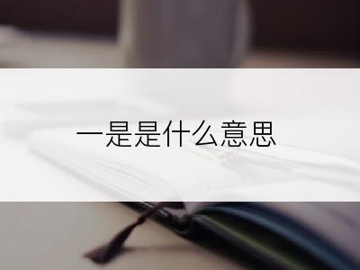 一是是什么意思