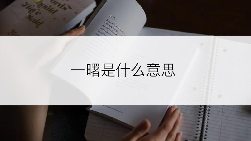 一曙是什么意思