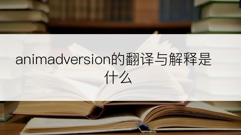 animadversion的翻译与解释是什么