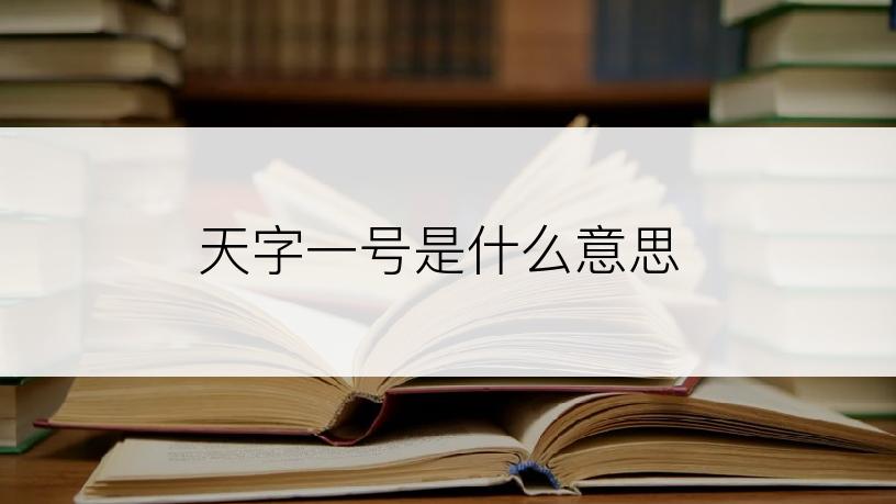 天字一号是什么意思