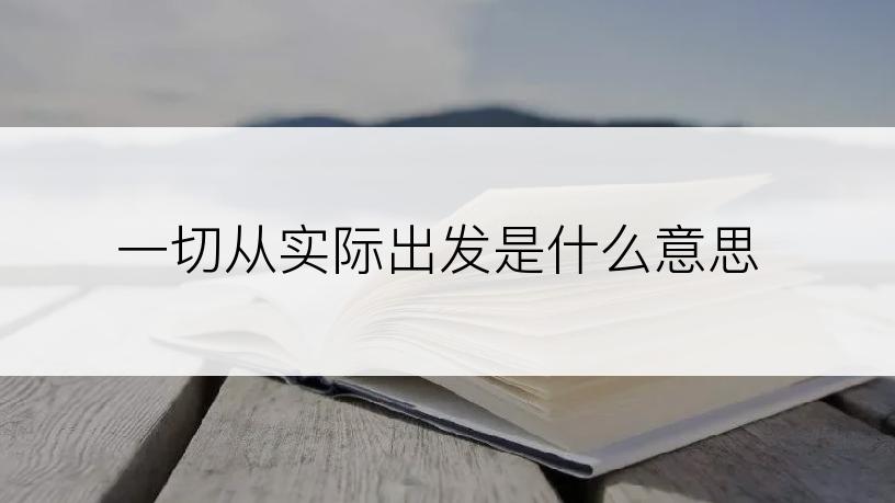 一切从实际出发是什么意思