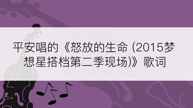 平安唱的《怒放的生命 (2015梦想星搭档第二季现场)》歌词