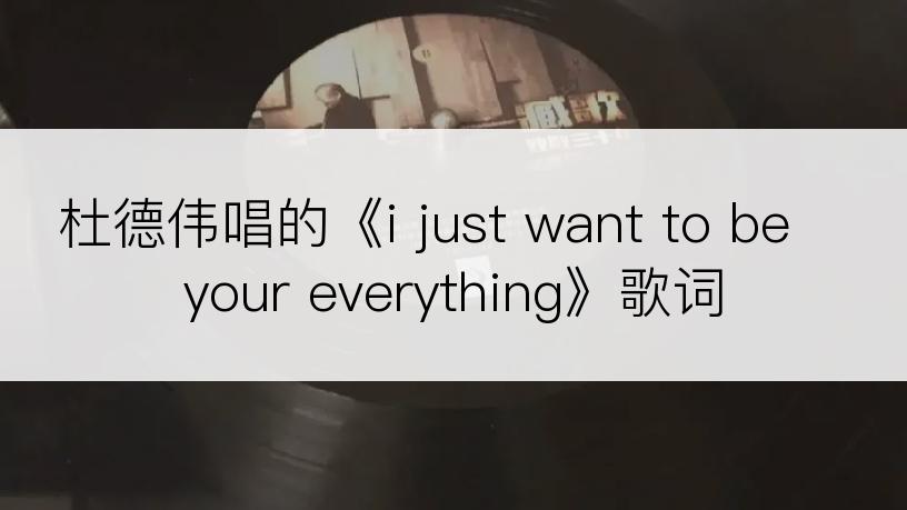 杜德伟唱的《i just want to be your everything》歌词