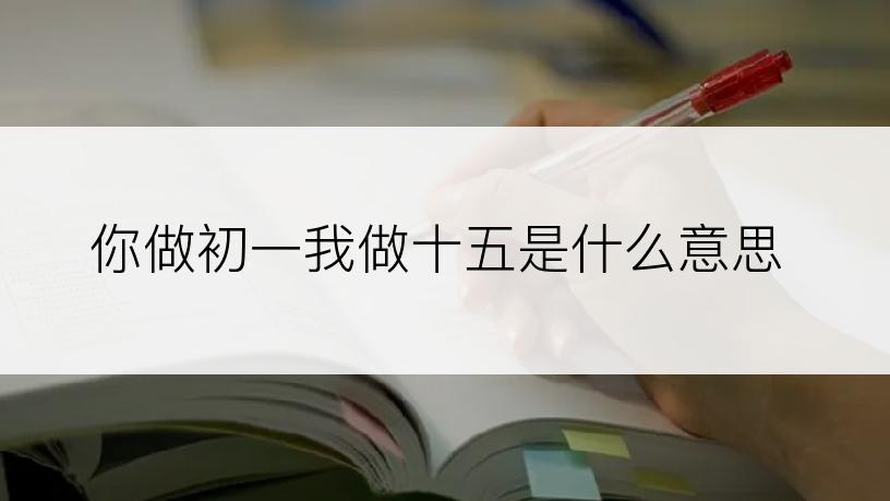 你做初一我做十五是什么意思