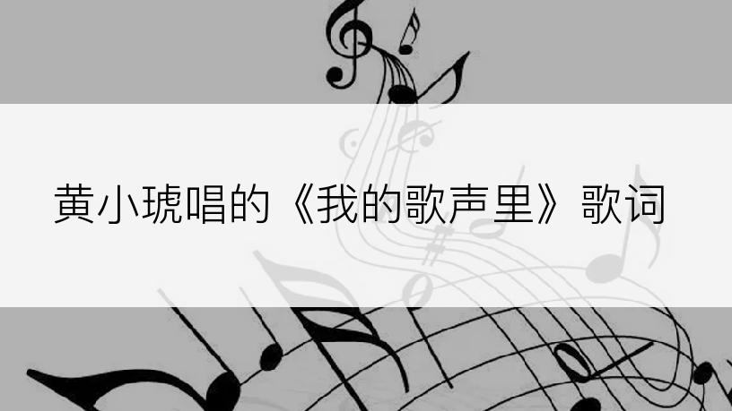 黄小琥唱的《我的歌声里》歌词