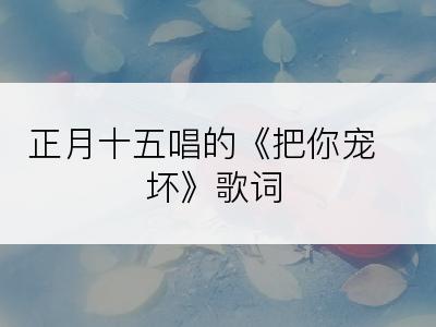 正月十五唱的《把你宠坏》歌词