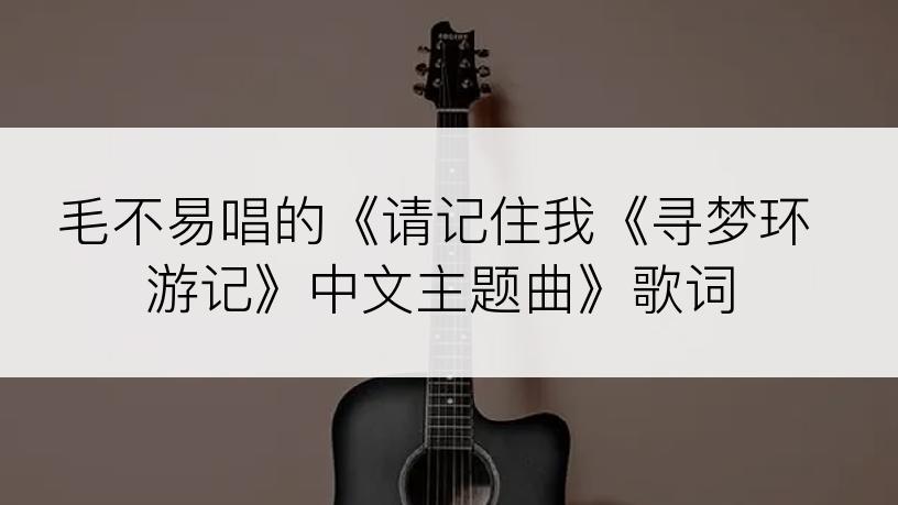 毛不易唱的《请记住我《寻梦环游记》中文主题曲》歌词